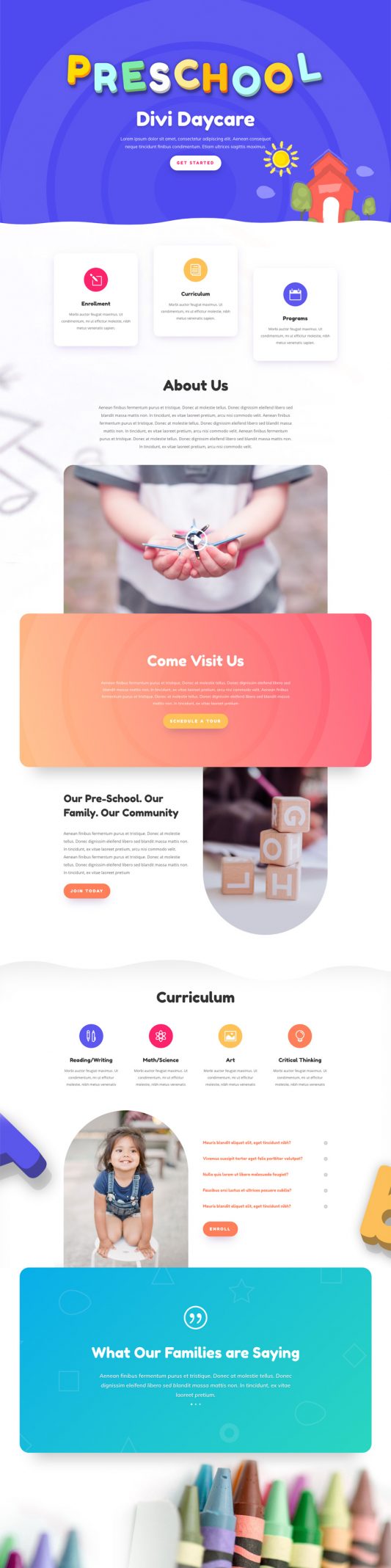 Day Care Landing Page
