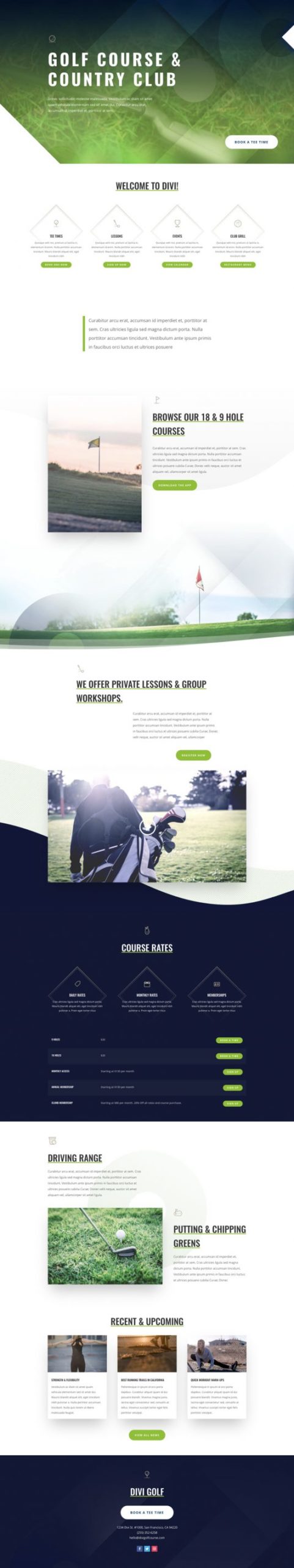 Golf Course Landing Page