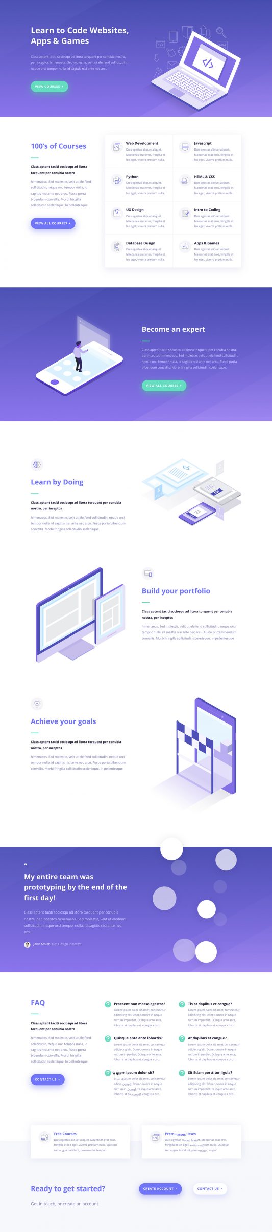 Learning Management Landing Page