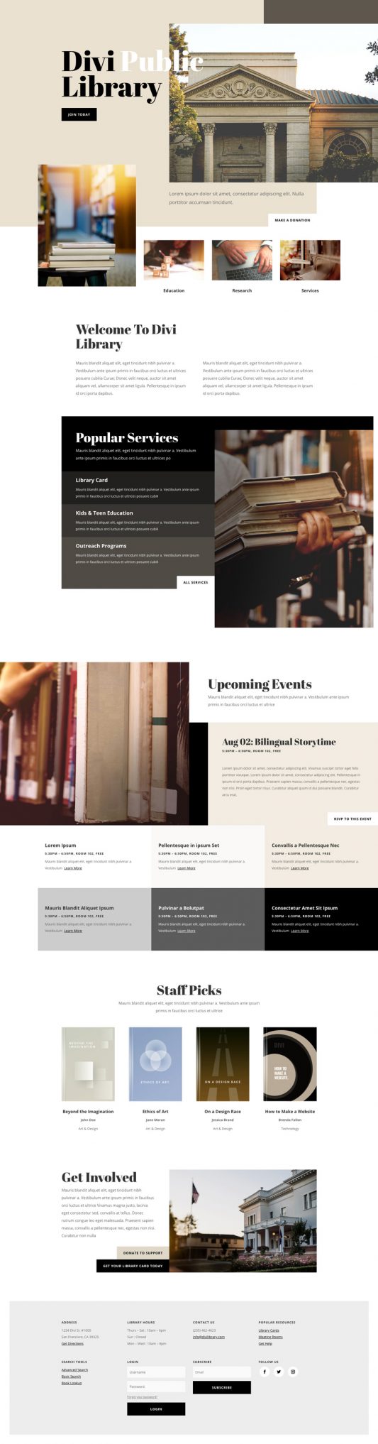 Library Landing Page