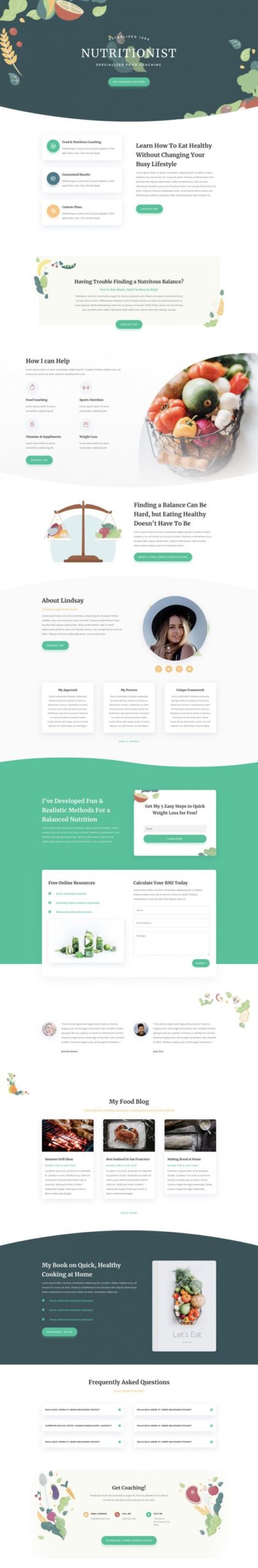 Nutritionist Landing Page