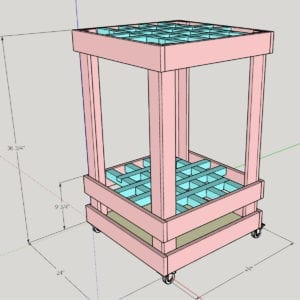 Garden Tools Storage Cart 3D View