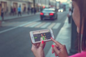 Woman shopping from her iPhone