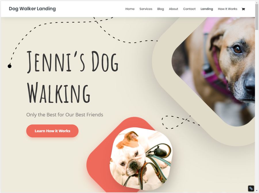 Dog Walker Website Template Laptop View
