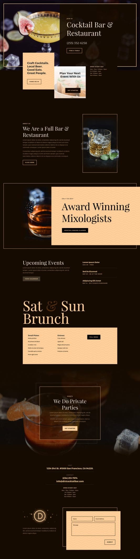 Bar Landing Page
