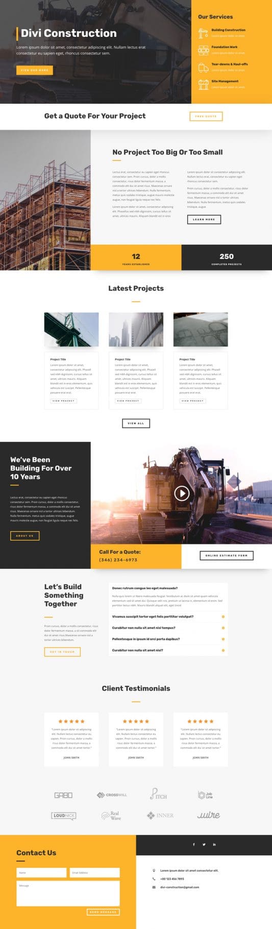 Construction Company Landing Page