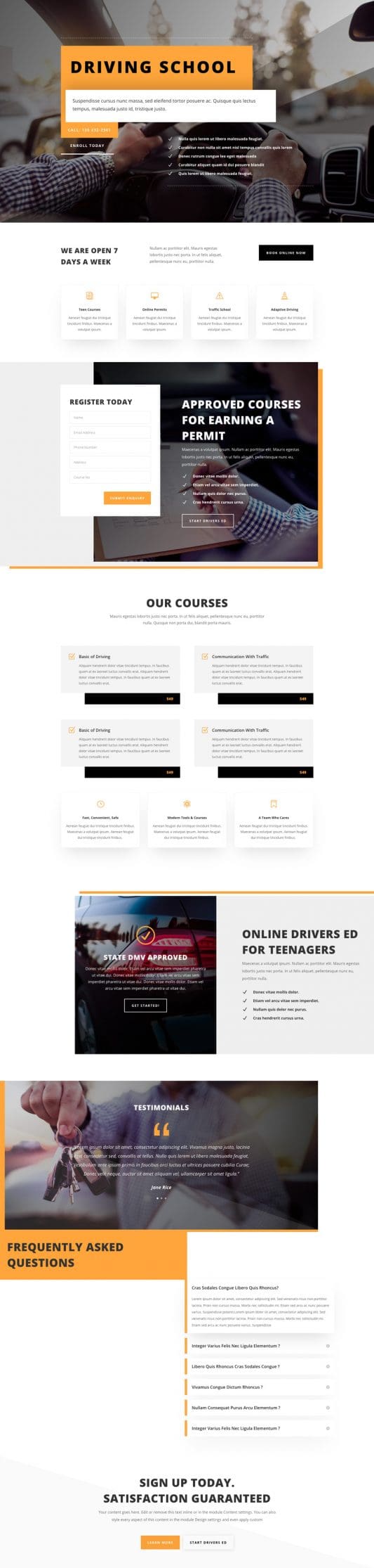 Driving School Landing Page