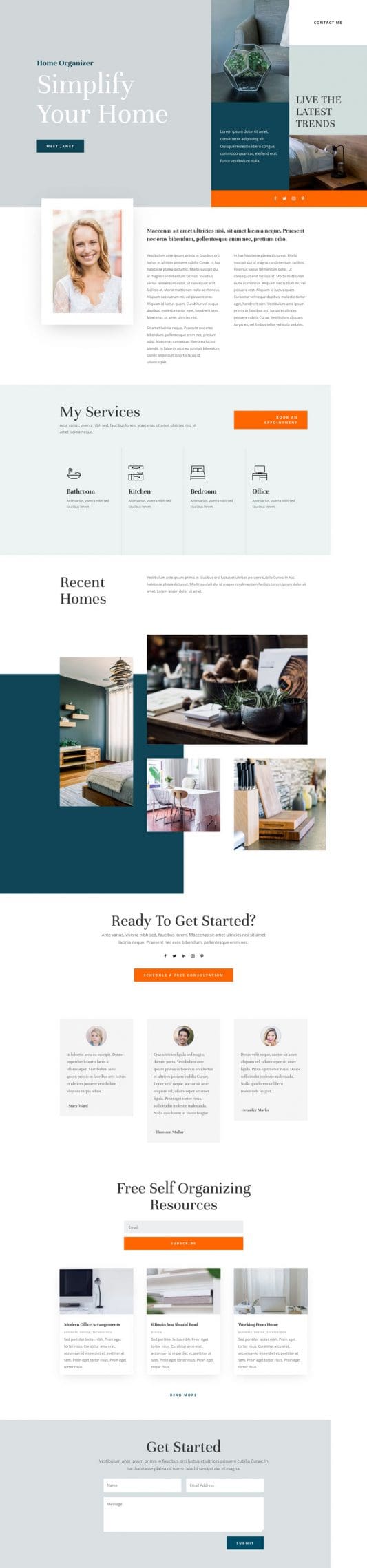 Home Organizer Landing Page