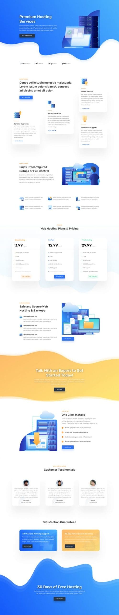 Hosting Company Landing Page