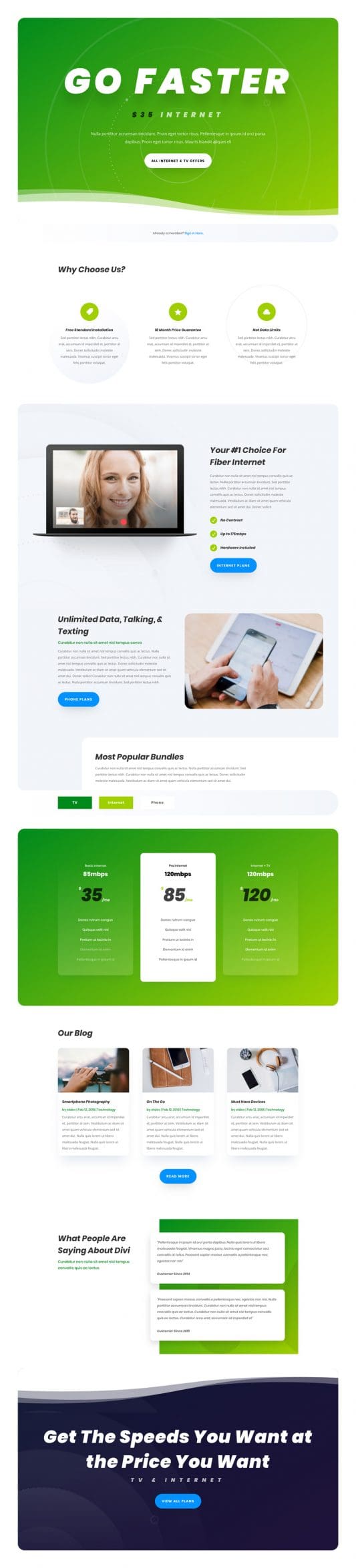 ISP Landing Page