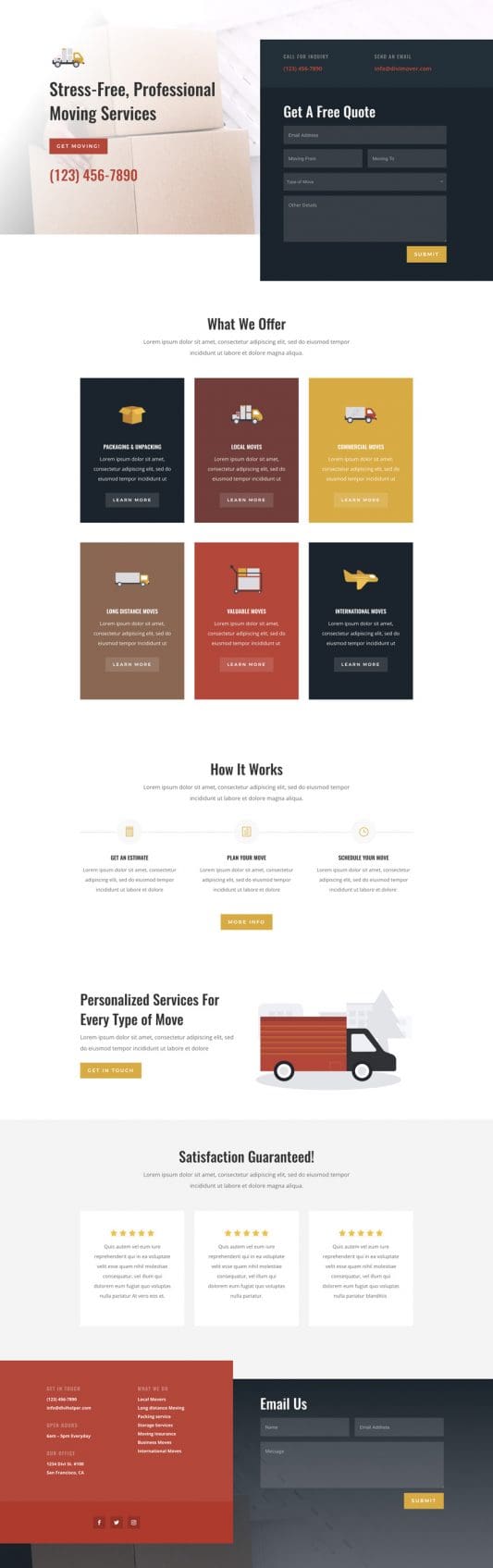 Moving Company Landing Page