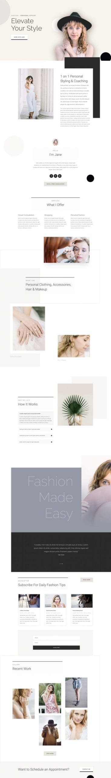Personal Stylist Landing Page