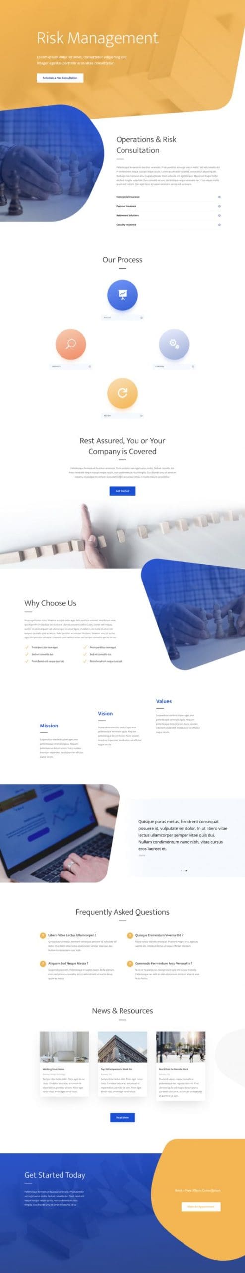 Risk Management Landing Page