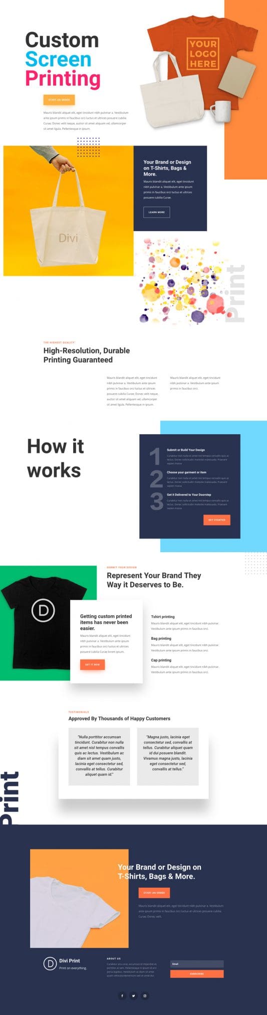 Screen Printing Landing Page